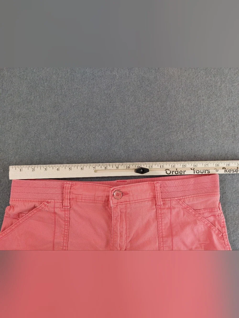Lee Relaxed Fit Mid Rise Cargo Capri Pants Coral Pink Stretch Size 16 XL